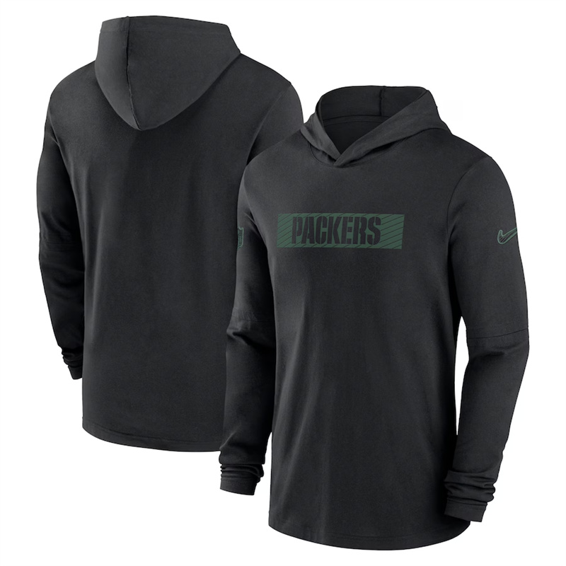 Men's Green Bay Packers Black Sideline Performance Hoodie Men's Green Bay Packers Black Sideline Performance Hoodie